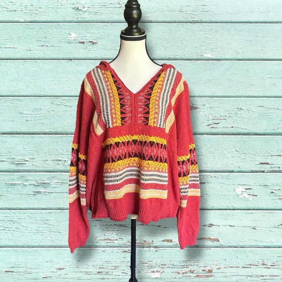 Easel Crimson Hooded Knit Sweater - Picture 3 of 16